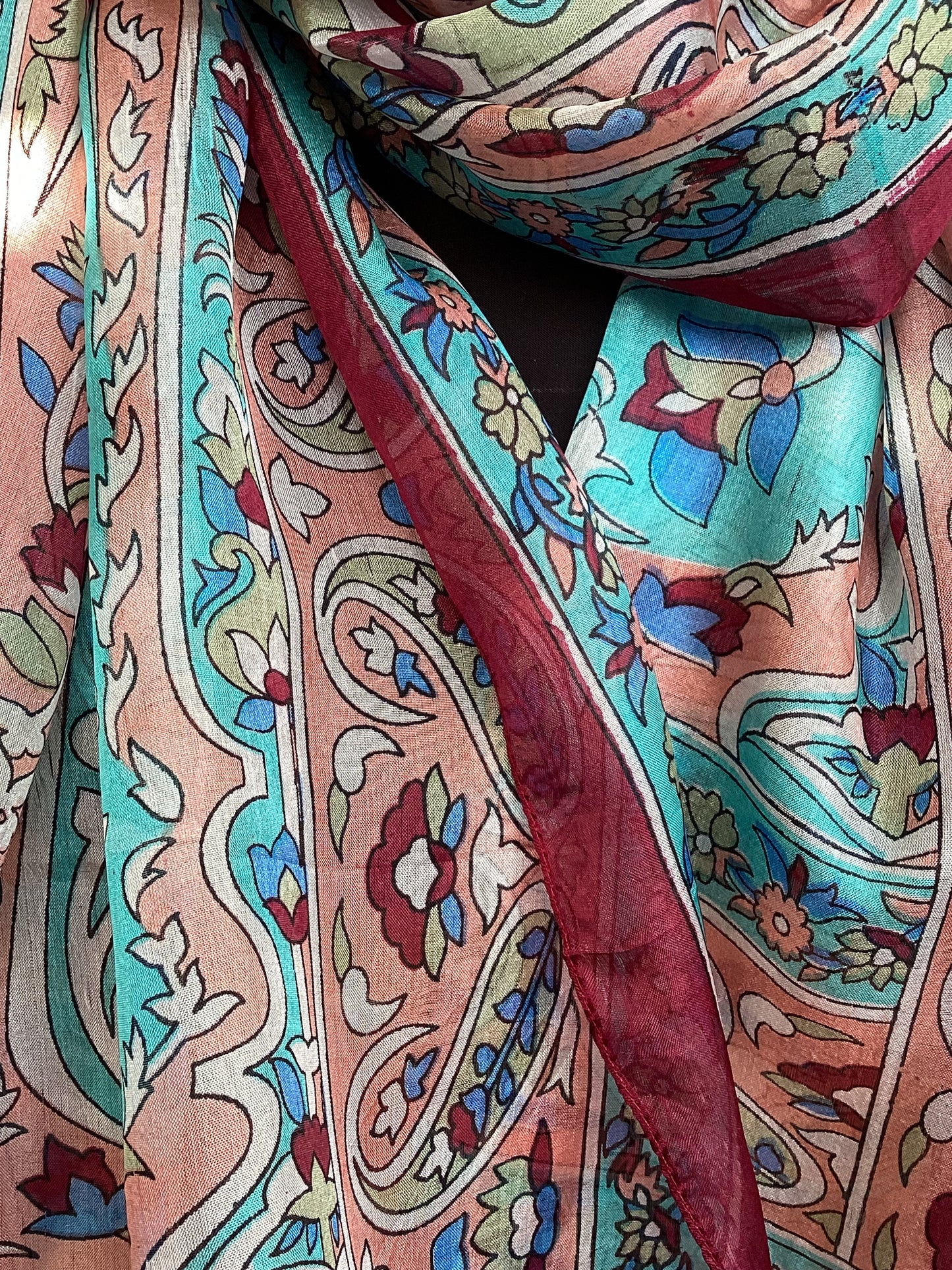 Alhambra Burgundy Silk Scarf