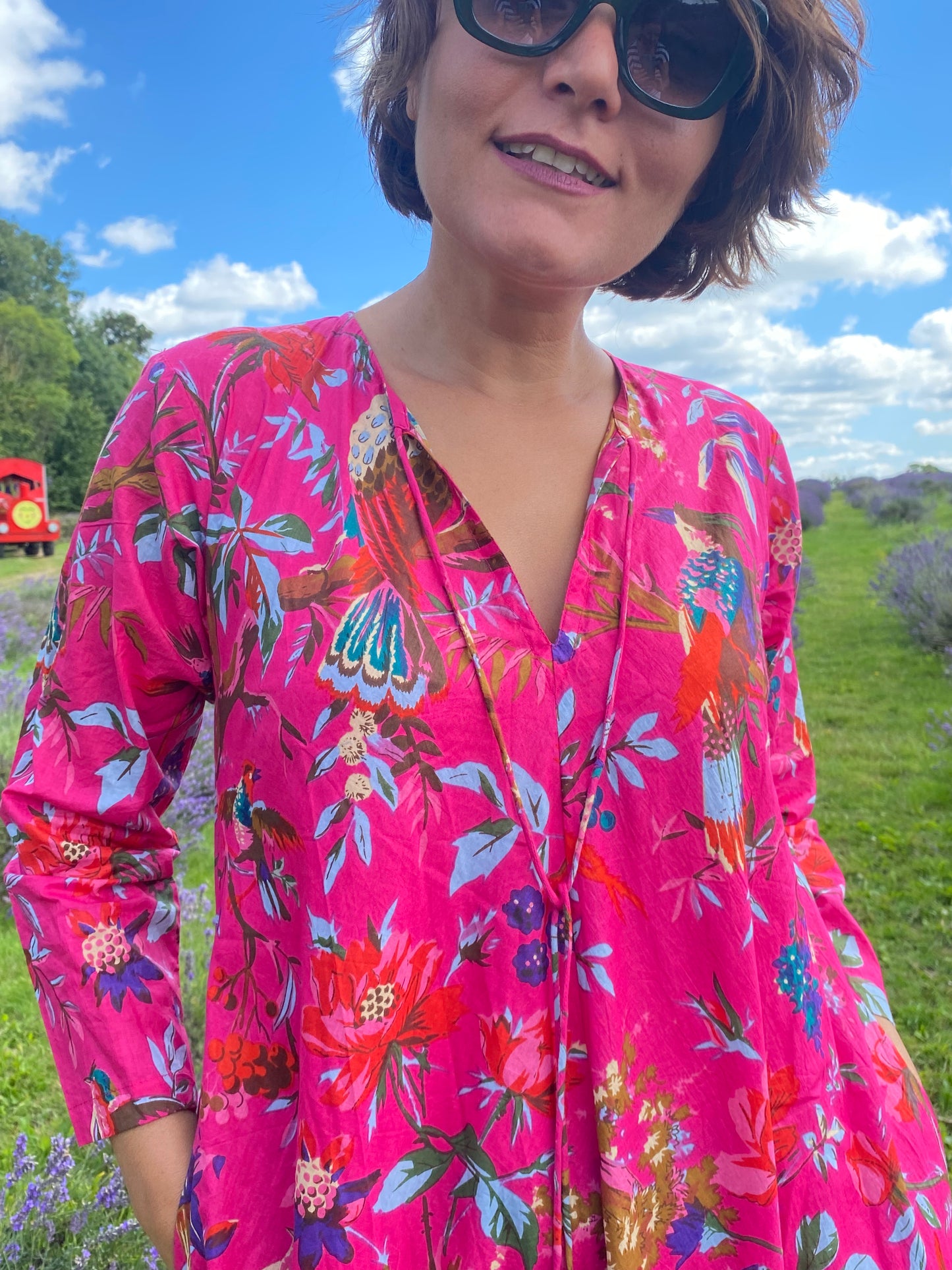 Fuchsia Birds Of Paradise Long Dress