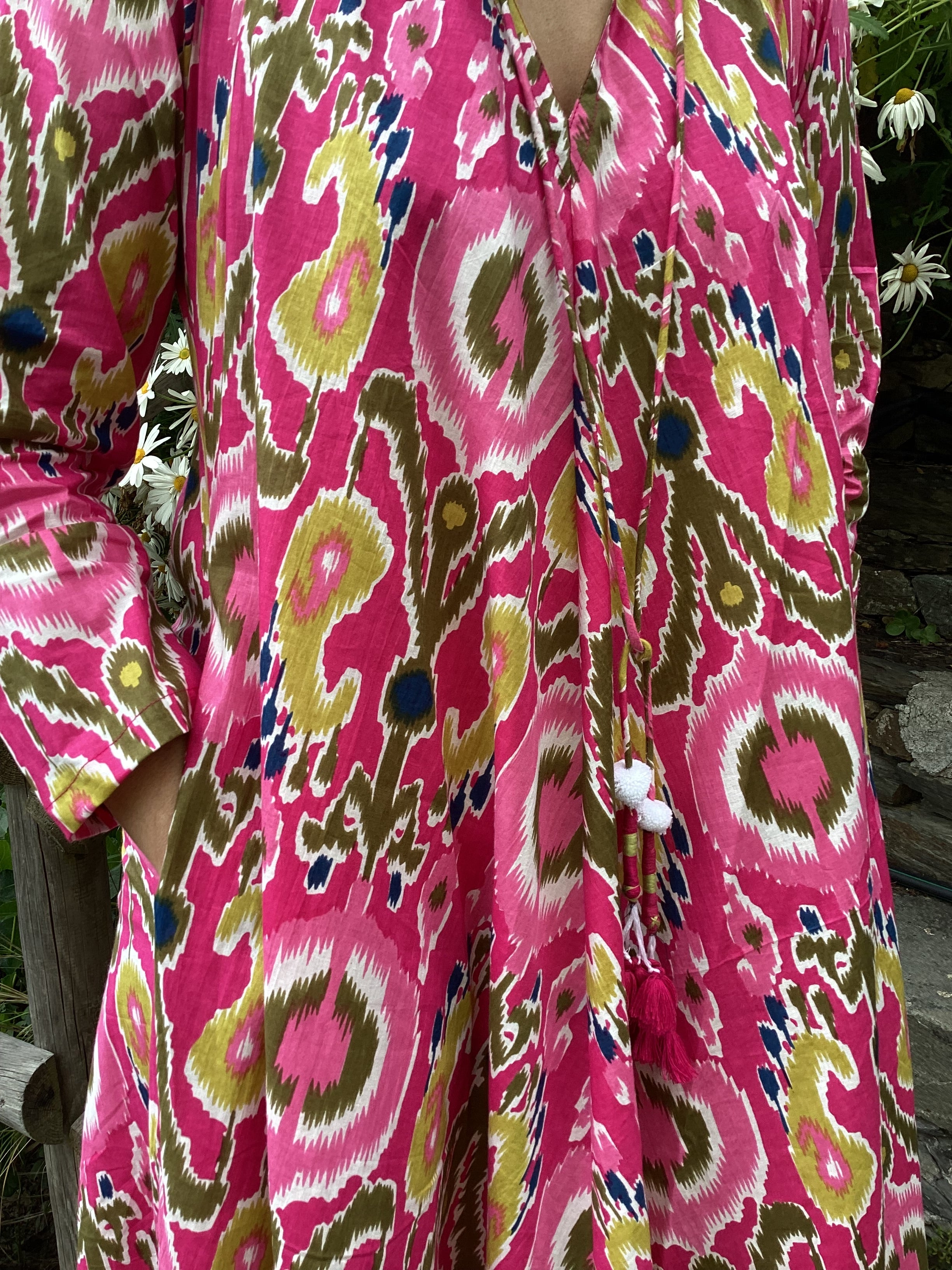 Fuchsia Ikat Long Dress