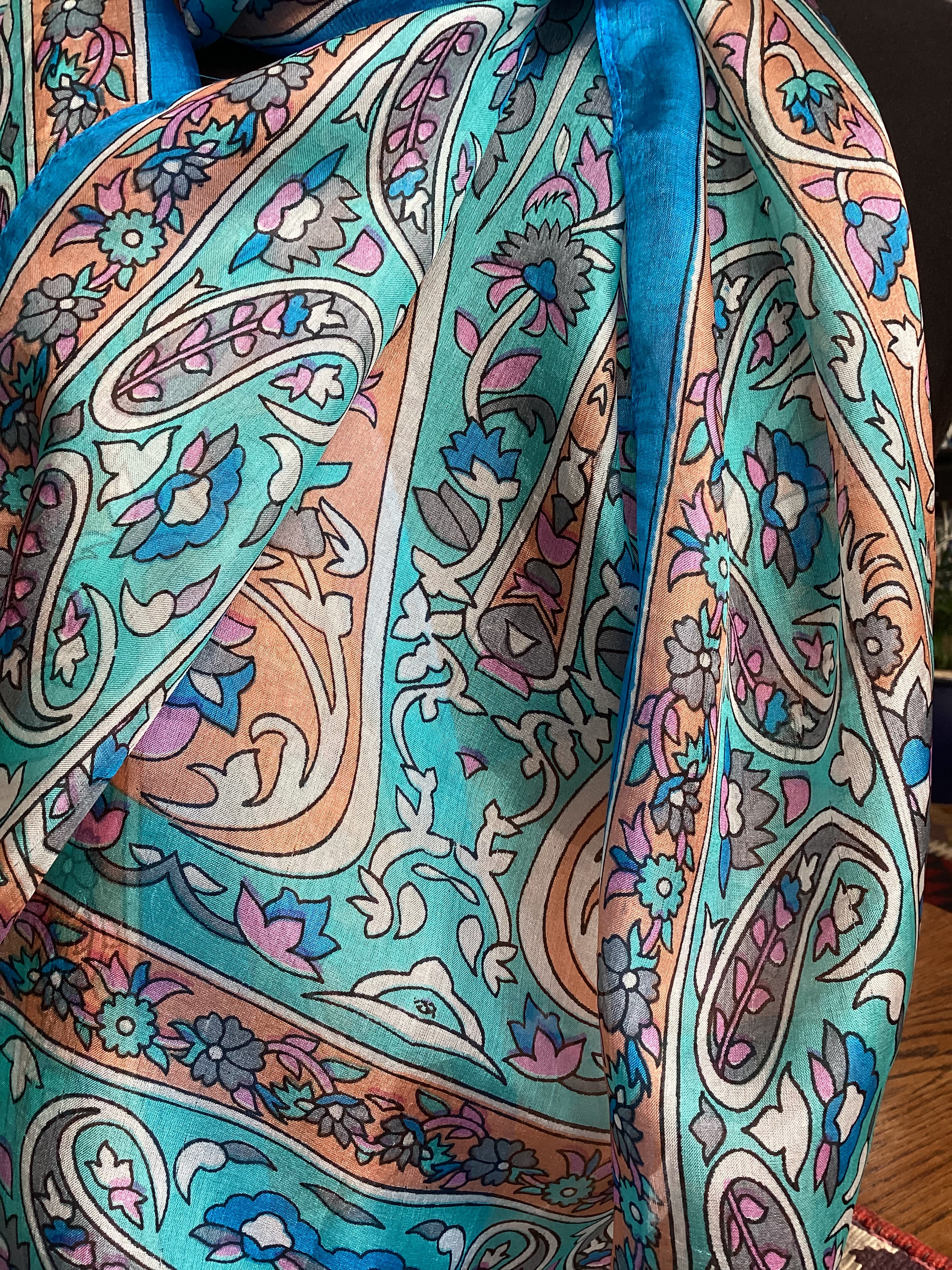 Alhambra Turquoise Silk Scarf