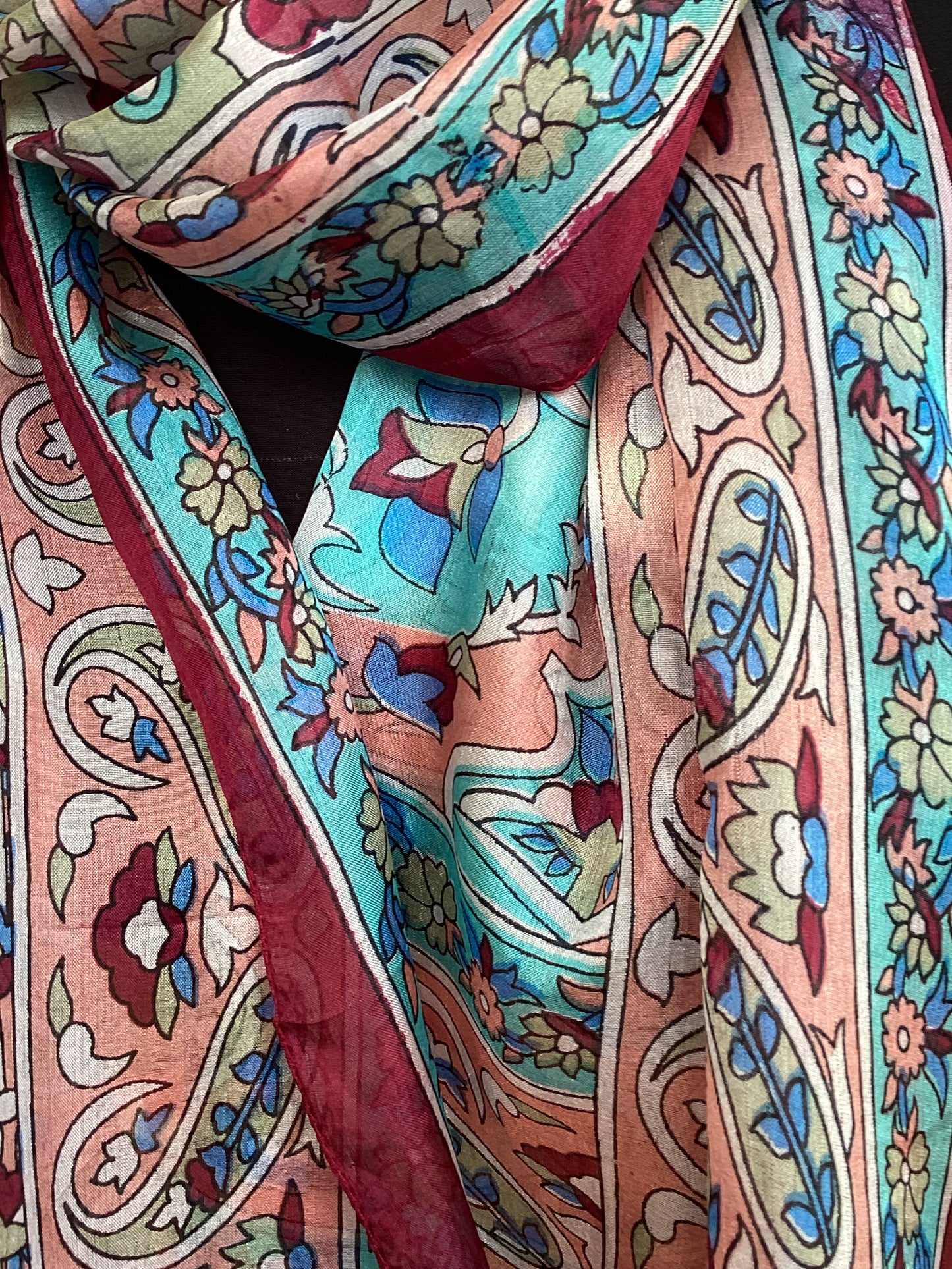 Alhambra Burgundy Silk Scarf