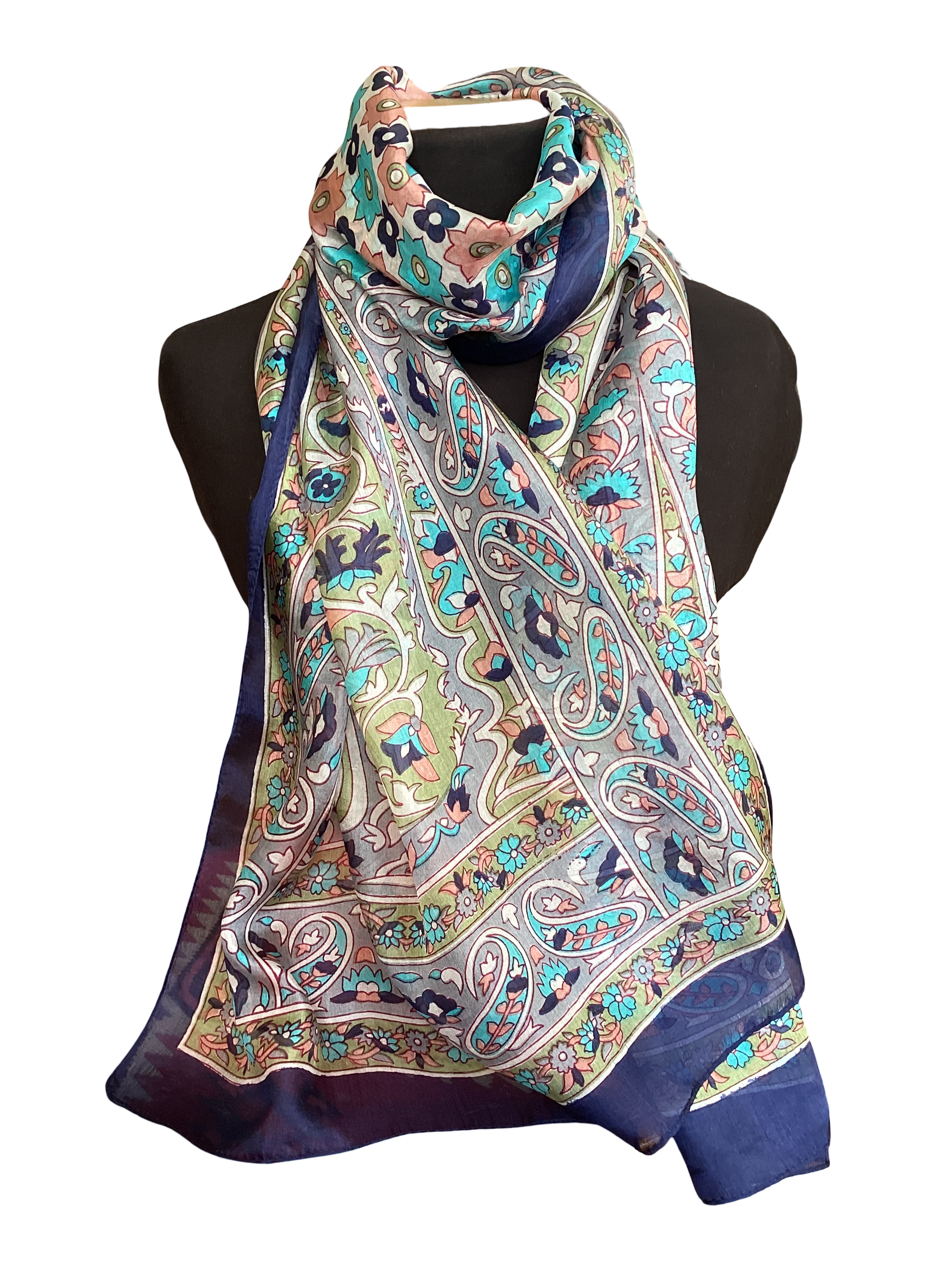 Alhambra Navy  Silk Scarf
