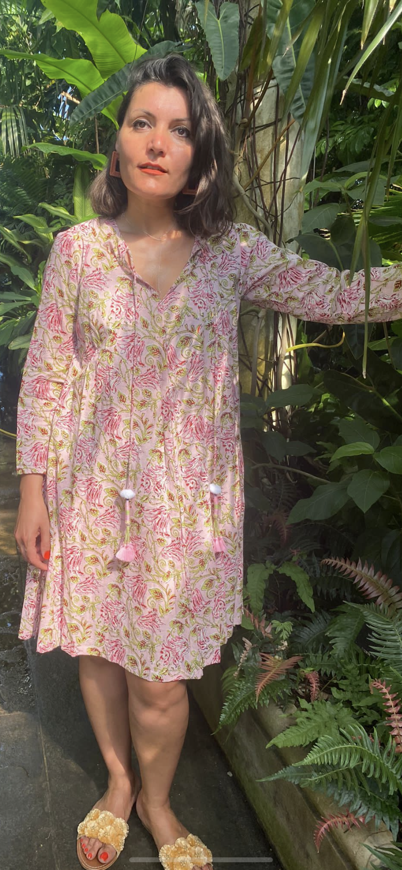Pink Tulips Cotton Dress
