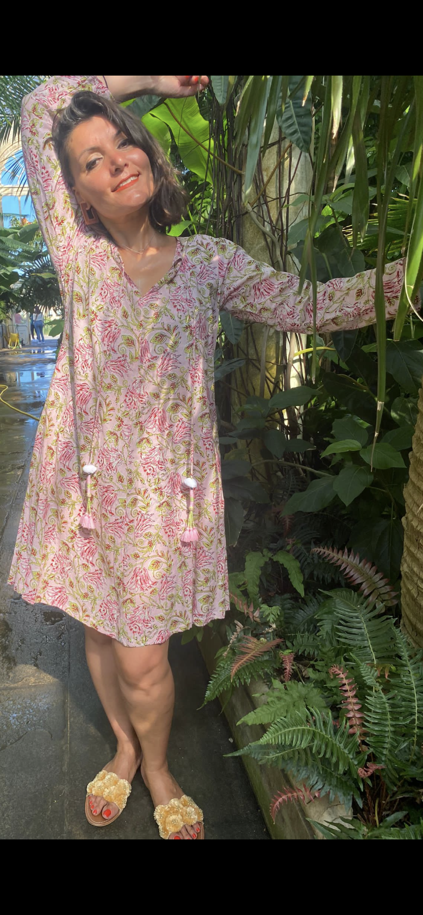 Pink Tulips Cotton Dress