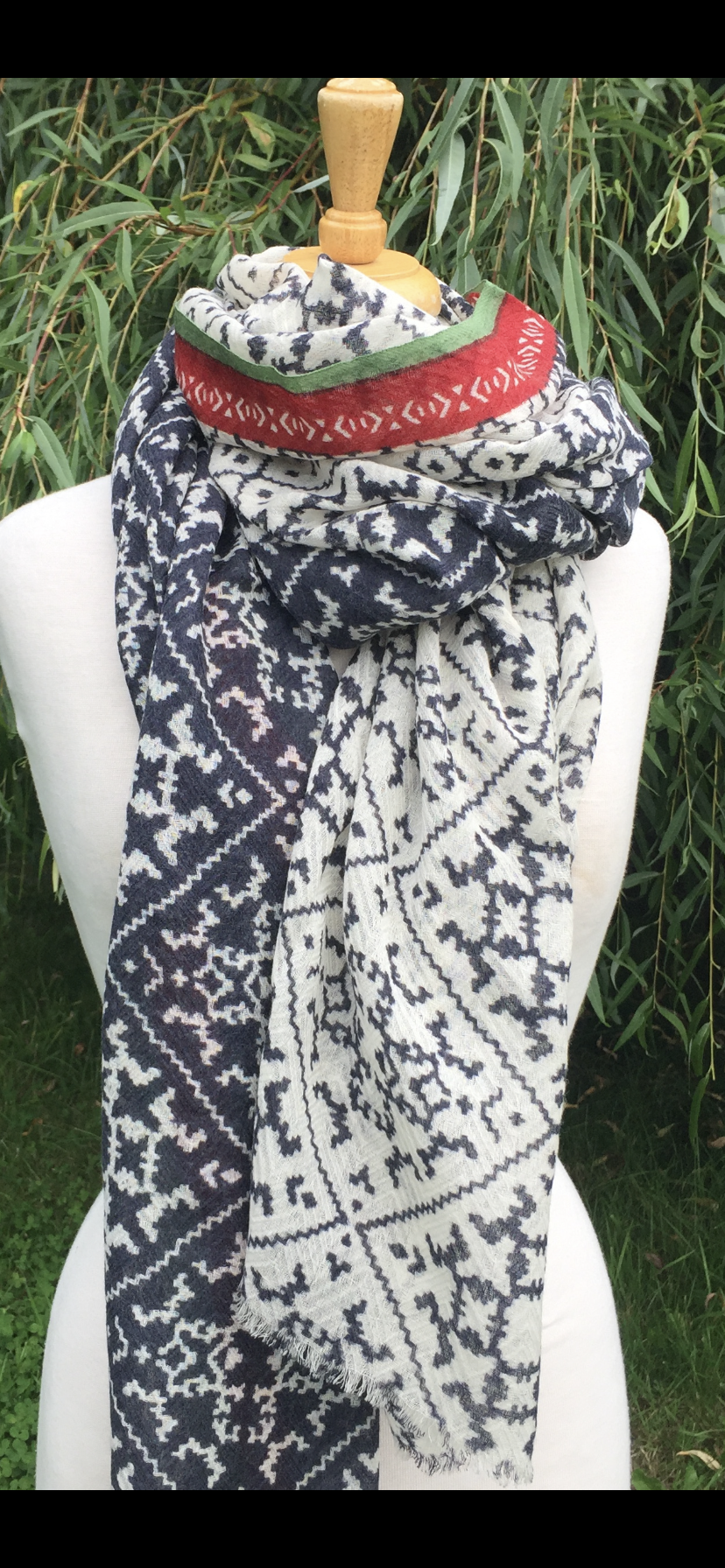 The Navy Gaucho Shawl - 100% Fine Wool Scarf