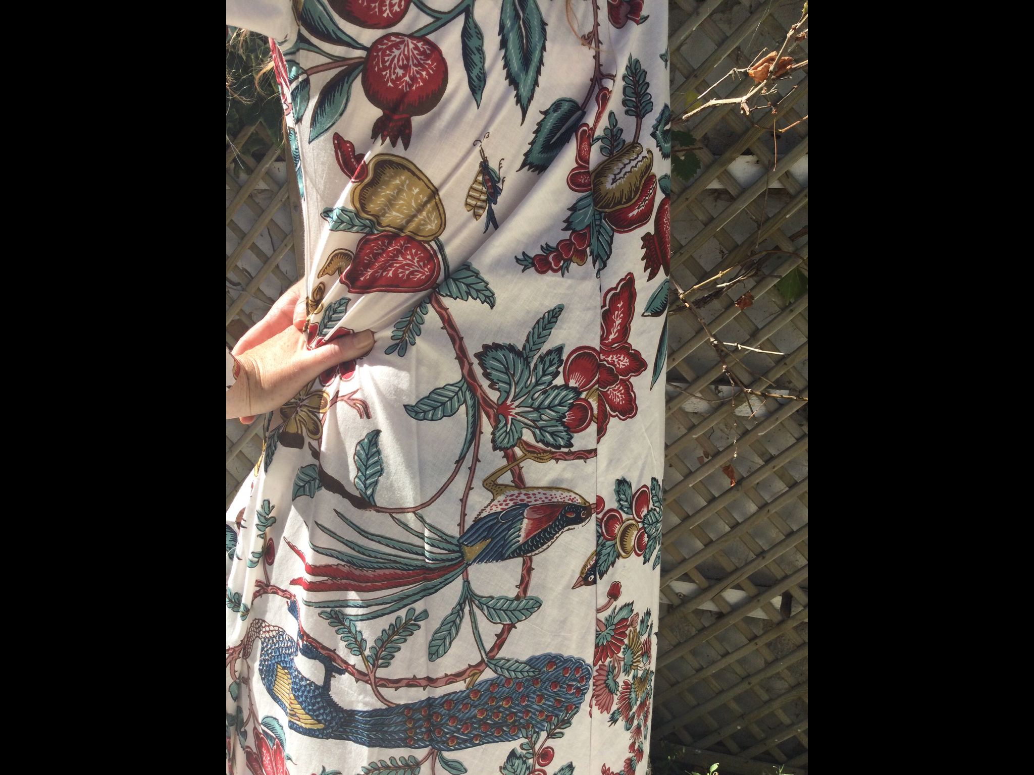 Peacocks and Pomegranate Long Cotton Dress