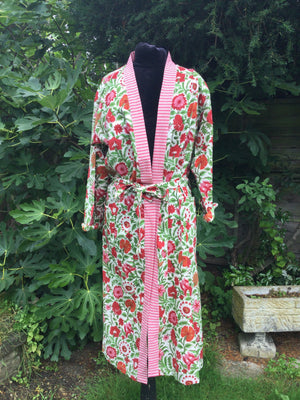 Red Carnations  Cotton Robe