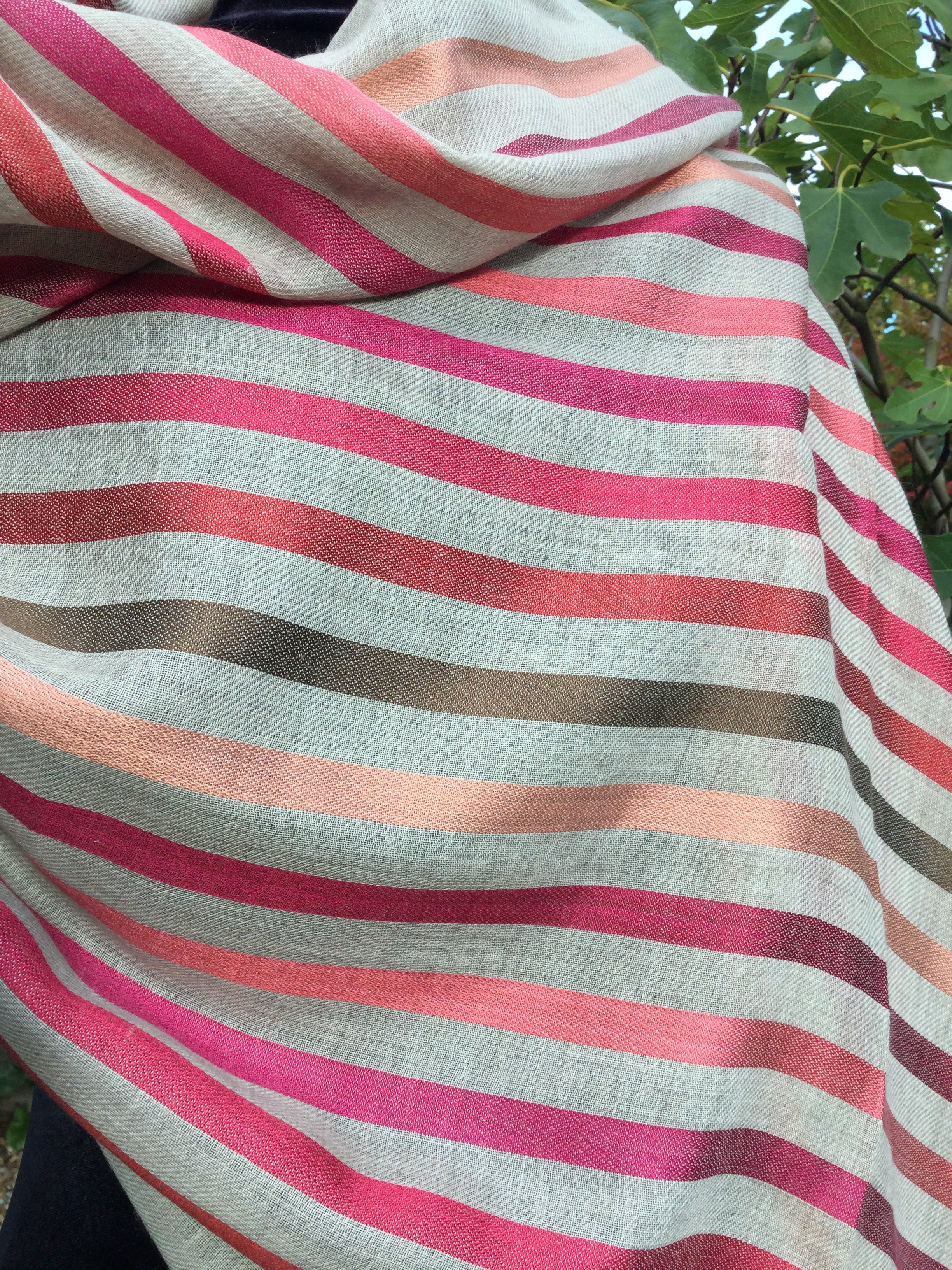 Pink Stripes  - 100%  Wool Scarf