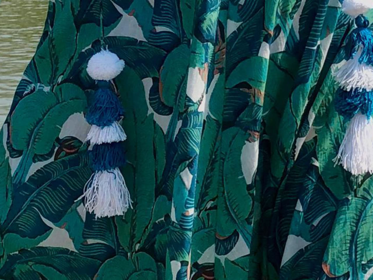 green banana leaf long dress