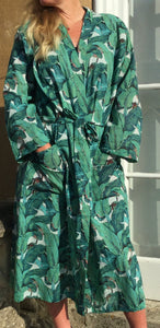 banana leaf cotton print robe