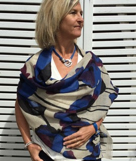 pure wool blue poppy shawl