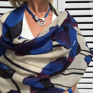 pure wool blue poppy shawl