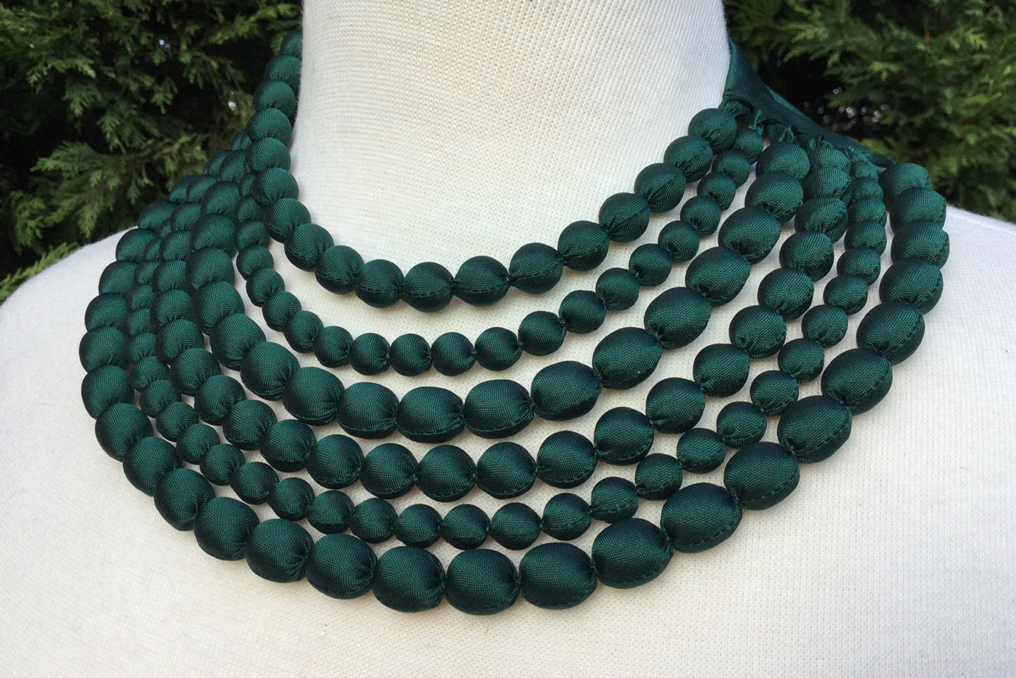 silk beaded necklace handmade