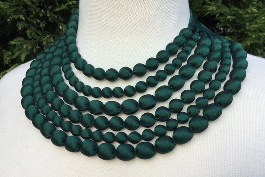 silk beaded necklace handmade