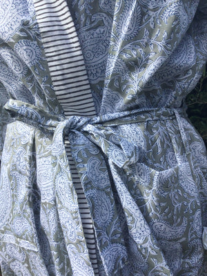Paisley Grey Cotton Robe