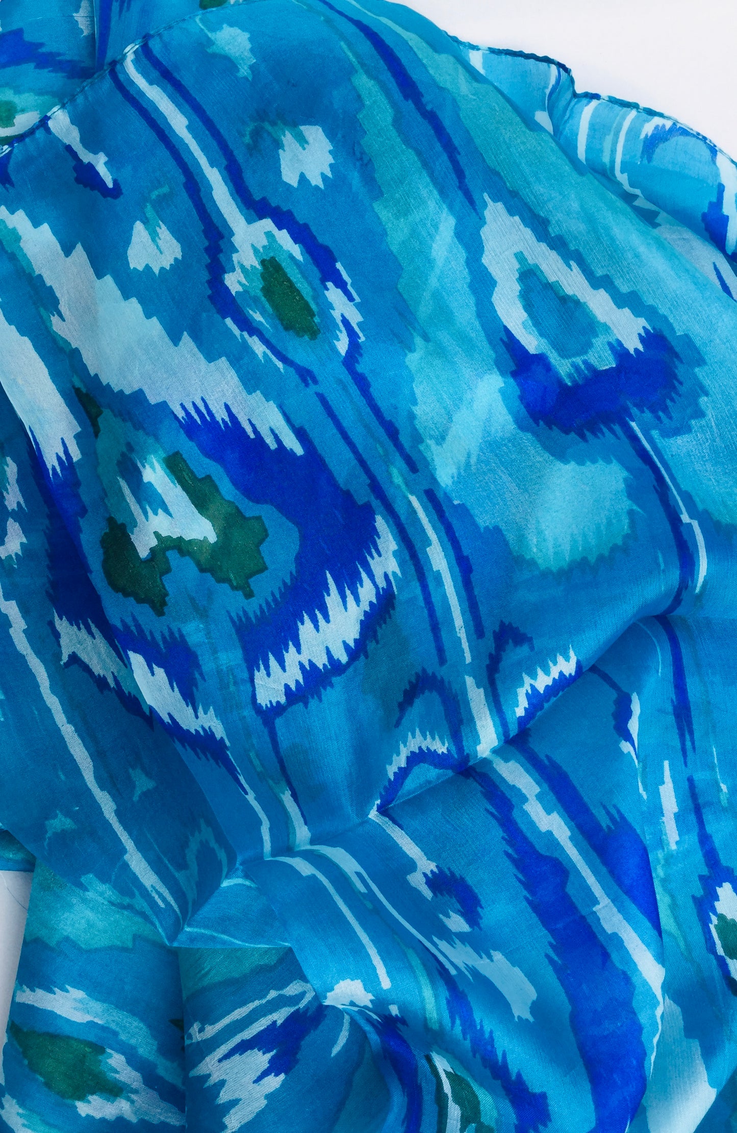 Corsican blue large silk scarf