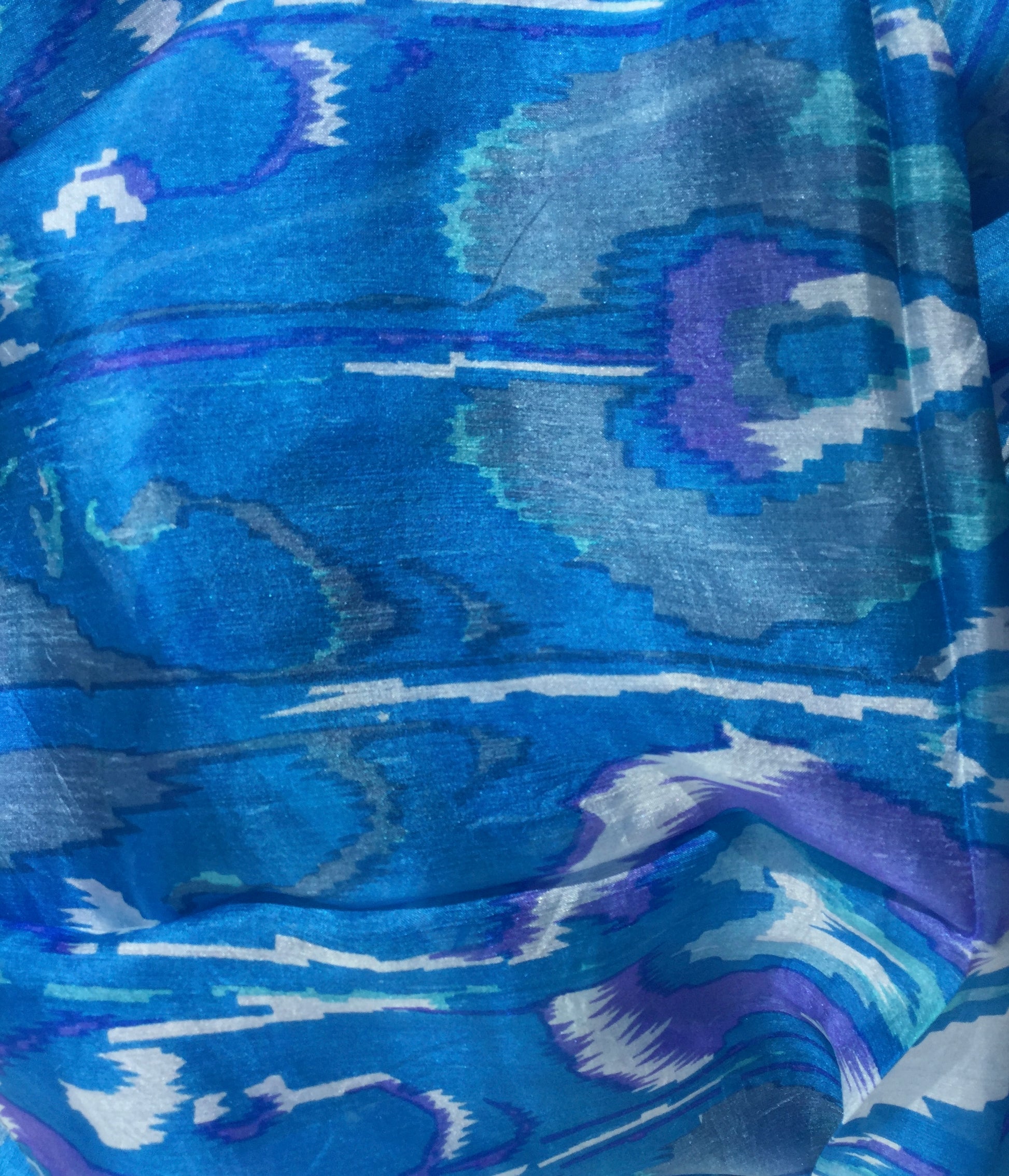 Corsican blue large silk scarf