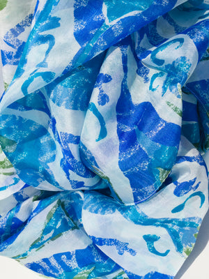 Costa Rican Blue Large Silk Scarf