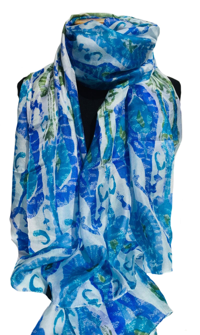 Costa Rican Blue Large Silk Scarf