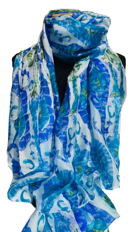 Costa Rican Blue Large Silk Scarf