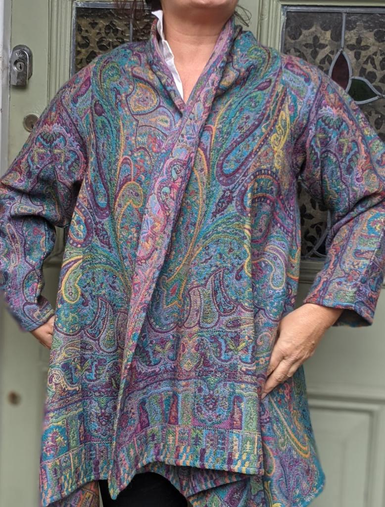 Freefall Jacquard Woven A-Line Coat - Peacock