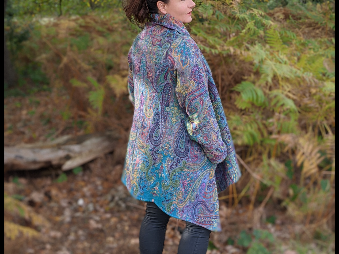 Freefall Jacquard Woven A-Line Coat - Peacock