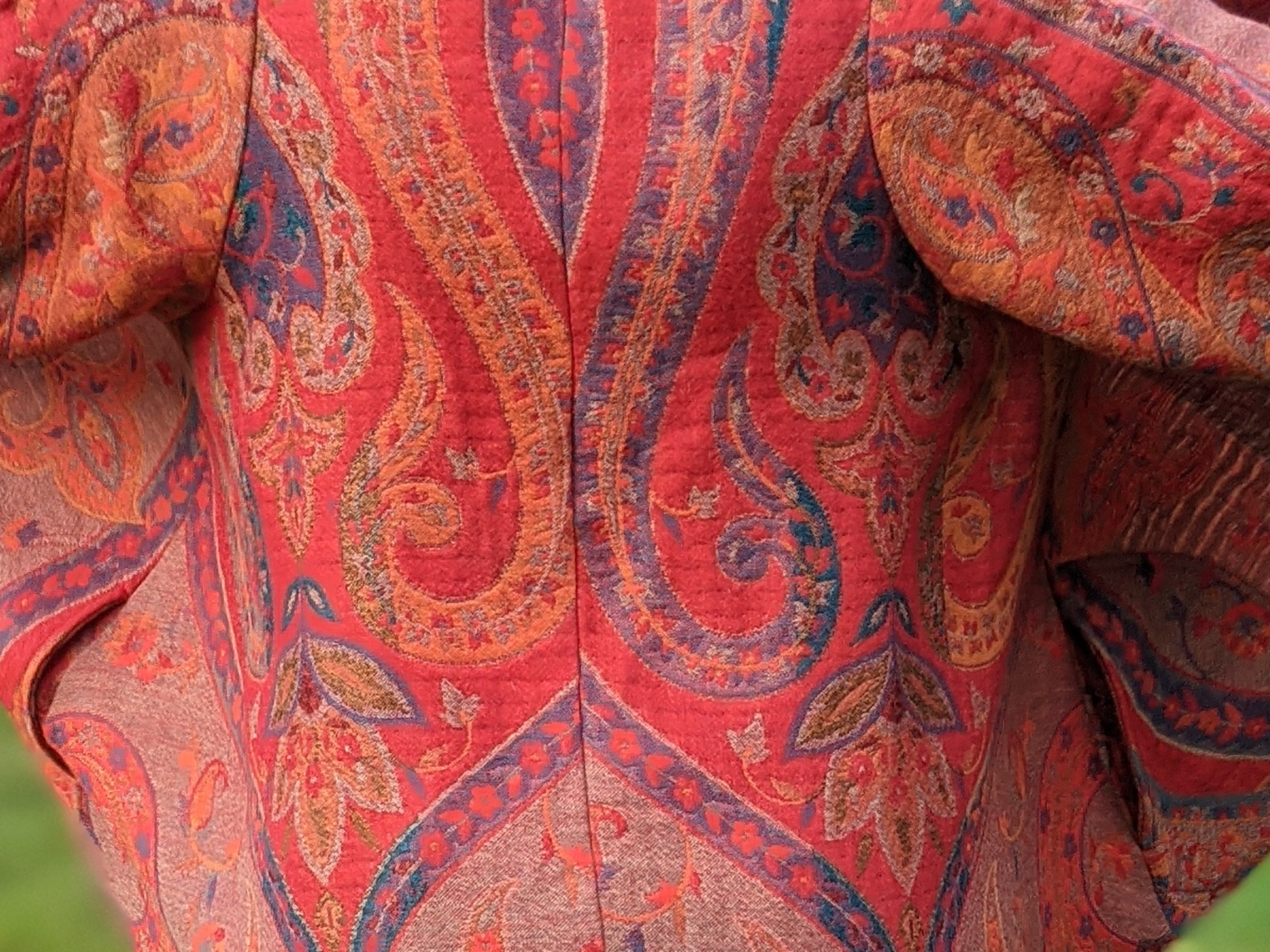 Jacquard woven wool coat