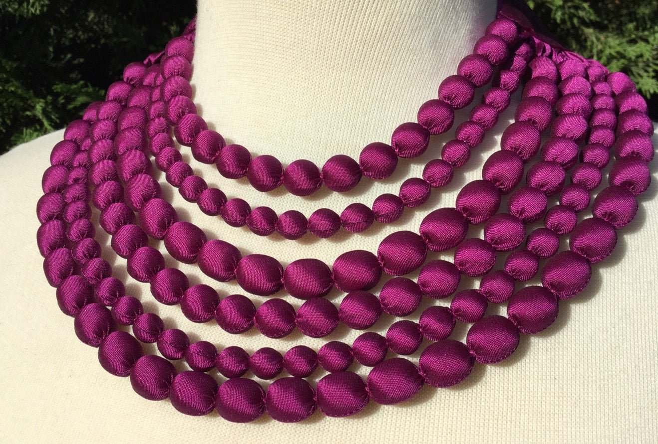 silk beaded necklace handmade