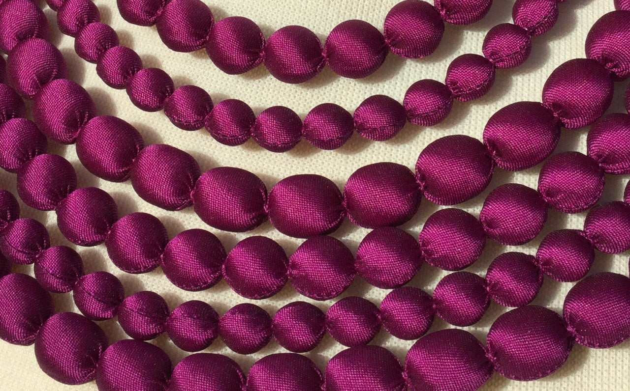 silk beaded necklace handmade
