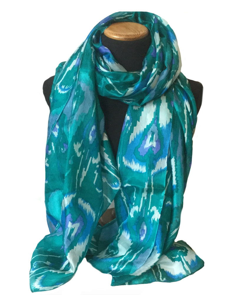 Goan sea green large silk scarf