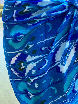 Ligurian Blue large silk scarf