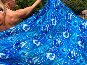 Ligurian blue large silk scarf