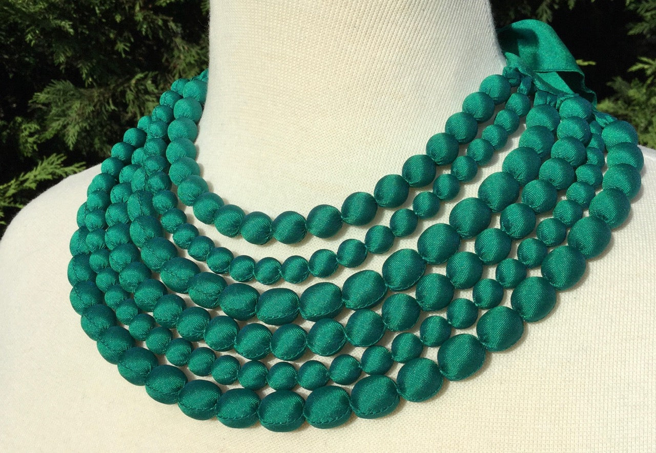 silk beaded necklace handmade