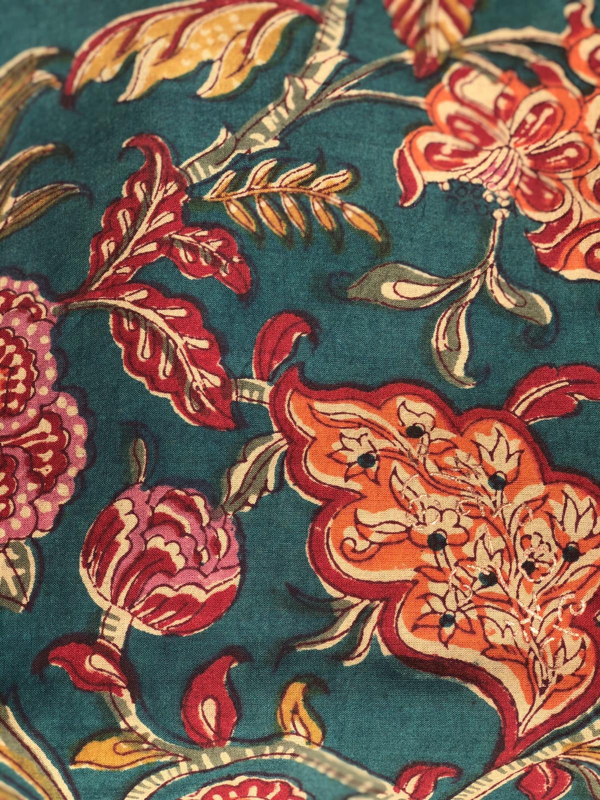 Peony and paisley green shawl