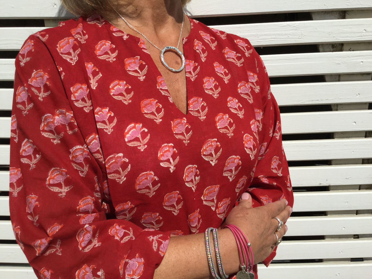 Ladies Kaftan - Cotton - Red