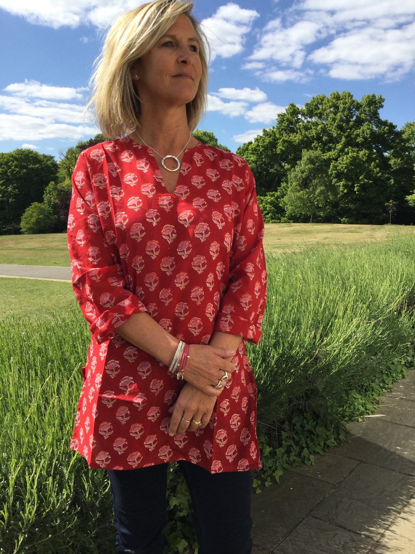 Ladies Kaftan - Cotton - Red