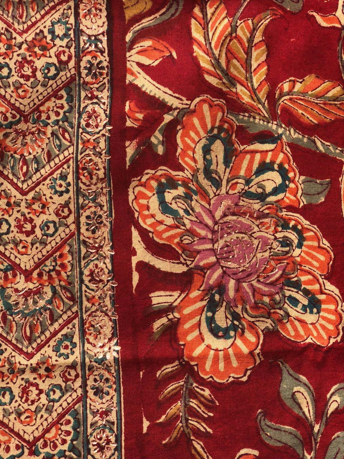 red peony cotton shawl