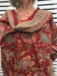 red peony cotton shawl
