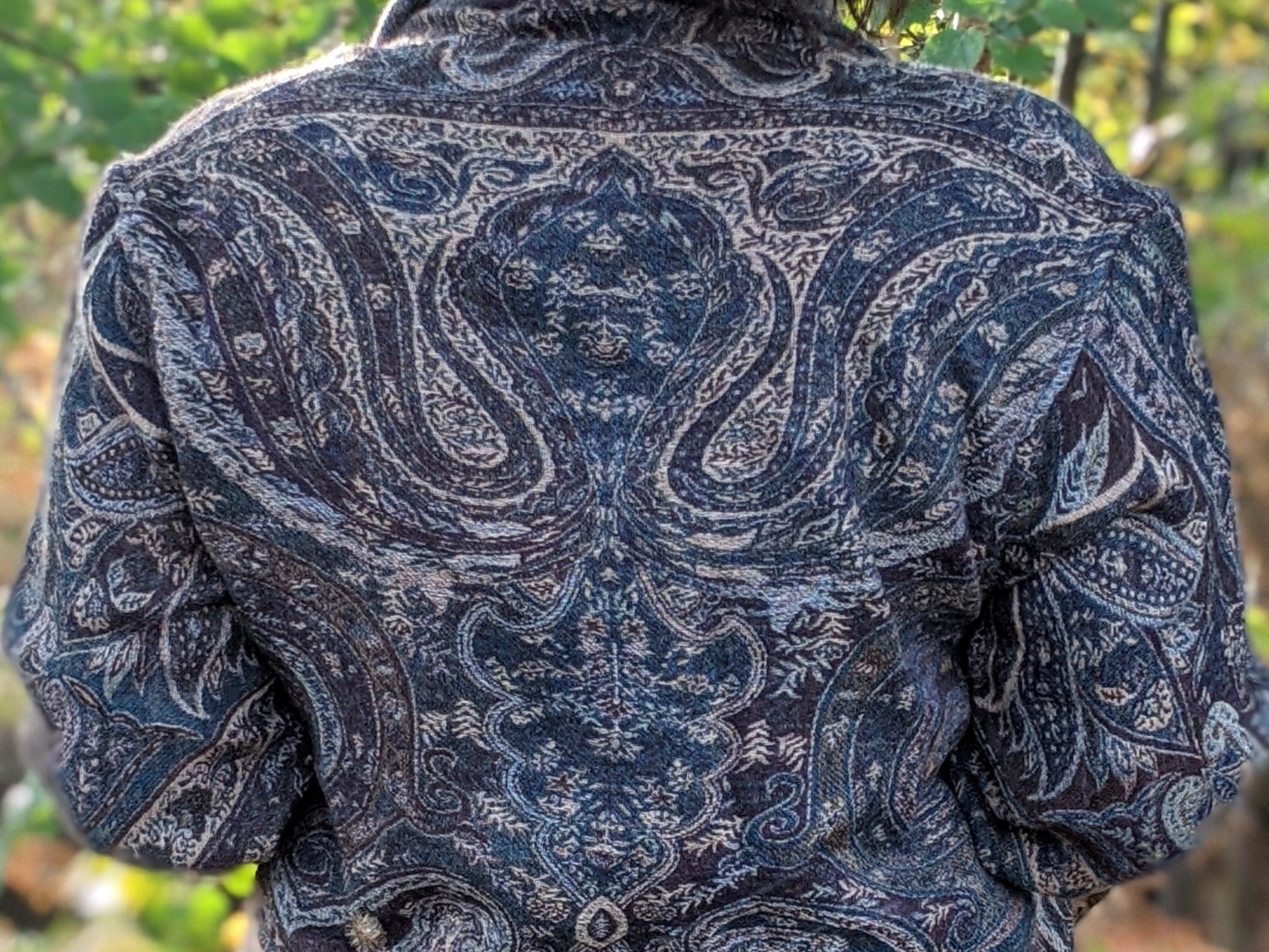 Jacquard woven wool coat