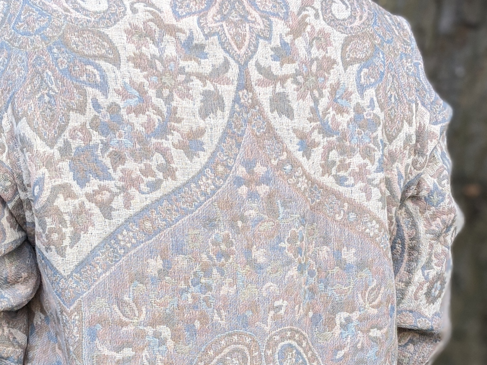 Jacquard woven wool coat