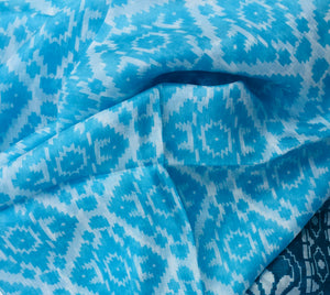 Large turquoise silk scarf - Yucatan