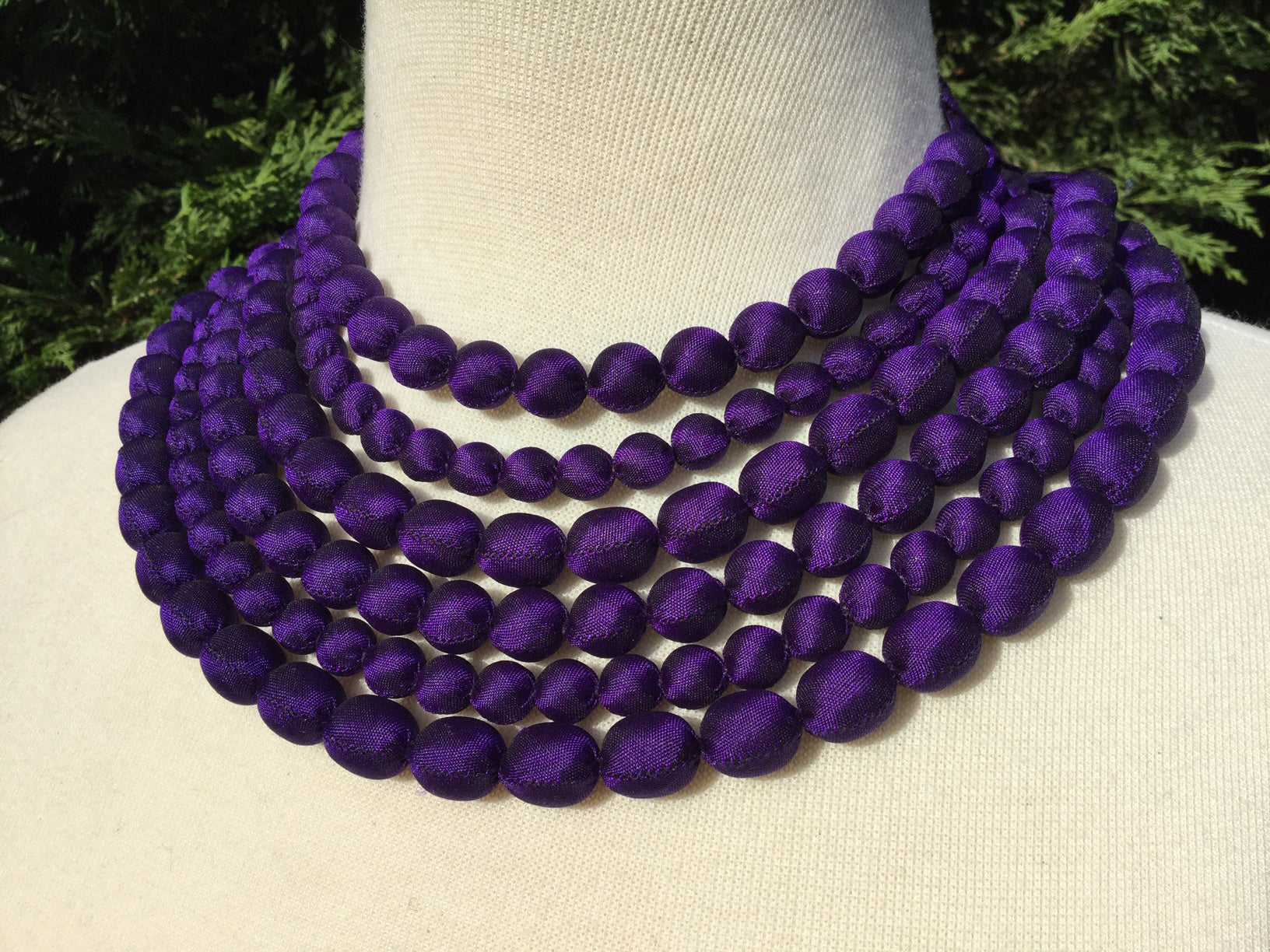 silk beaded necklace handmade