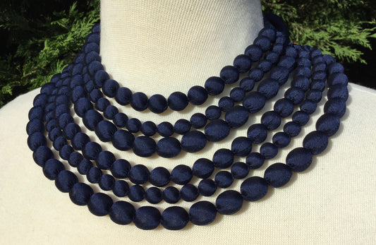 silk beaded necklace handmade