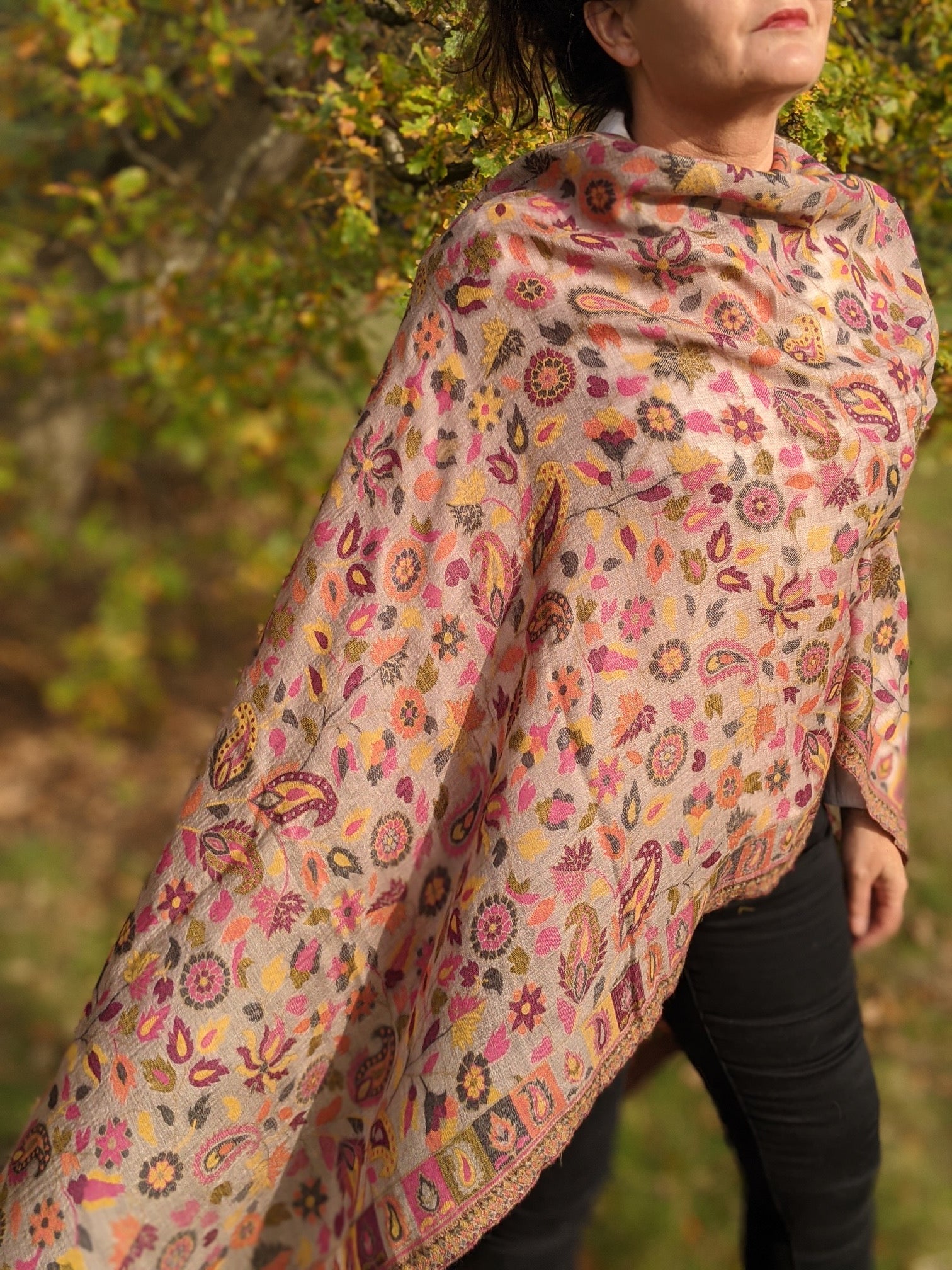 fine wool and silk large shawl