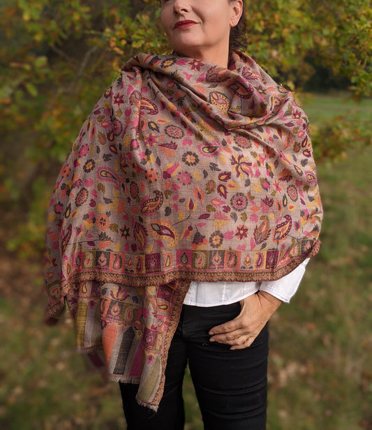 fine wool and silk large shawl