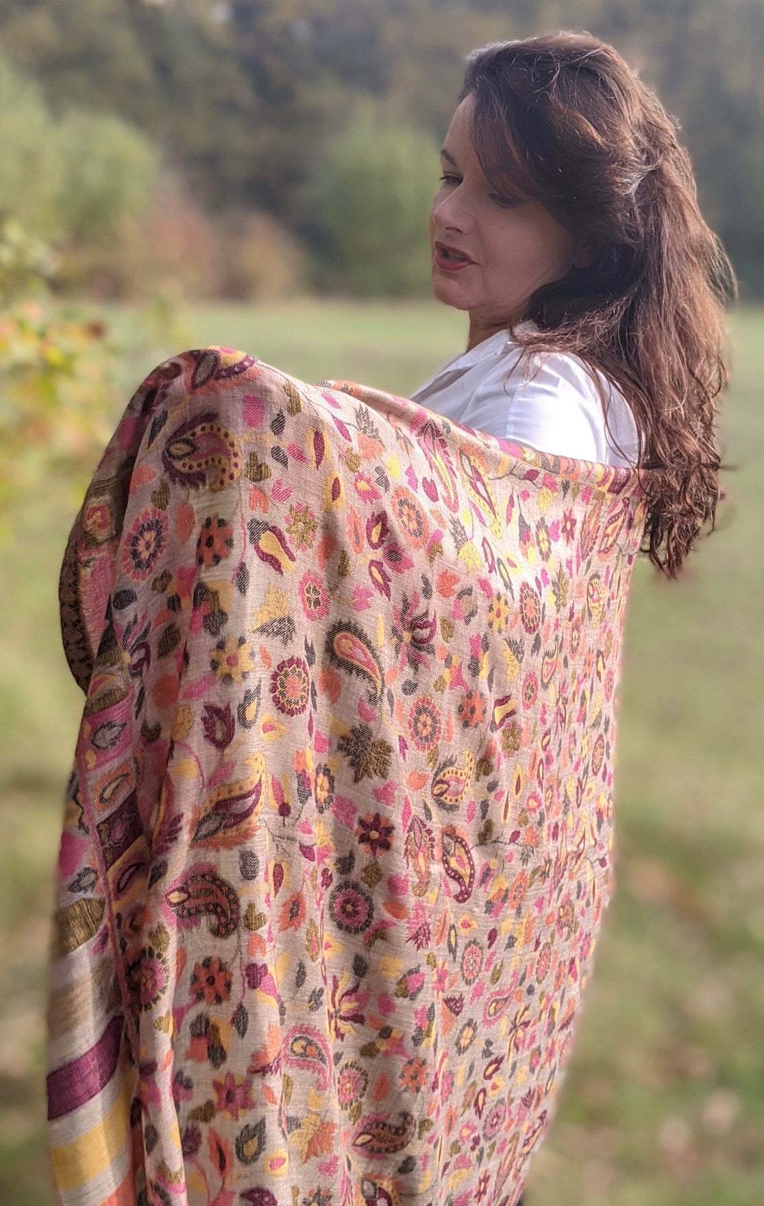 fine wool and silk large shawl